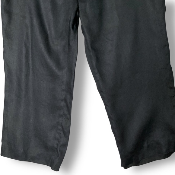 Lauren Ralph Lauren 100% Linen Crop Pants Sz 16 W Black Lined Coastal - Picture 3 of 9